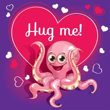 Cartoon octopus ready for a hugging Stock-Illustration