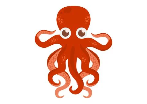 Cartoon Octopus Vector Graphics. Squid on white background Stock Illustration