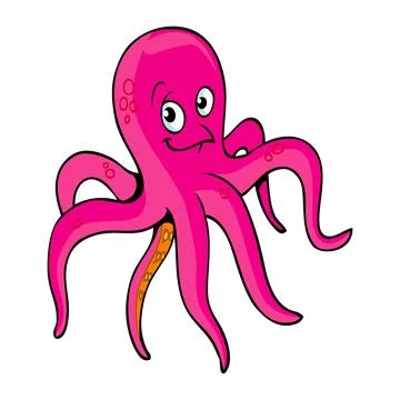 Cartoon octopus with vector pro illustration Stock Illustration
