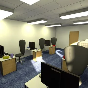 Cartoon Office Interior 3D Model