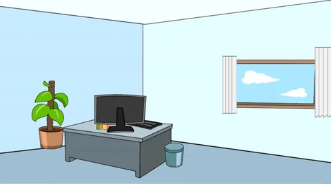 Cartoon Office Scene (Static): Looping Stock Footage 33846169