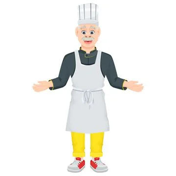 Cartoon old chef man Stock Illustration