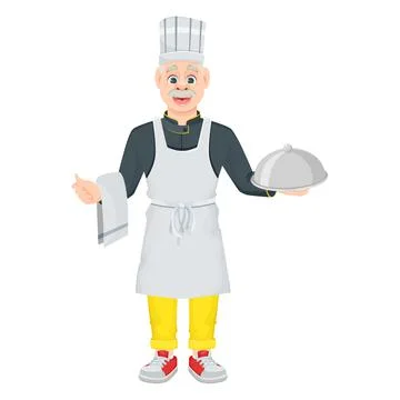 Cartoon old chef man Stock Illustration