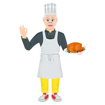 Cartoon old chef man Stock Illustration
