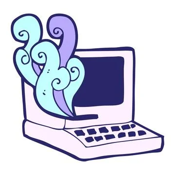 Cartoon old computer in bright neon color Illustrazione stock