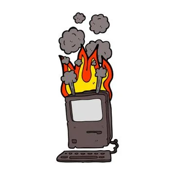Cartoon old computer Illustrazione stock