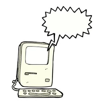 Cartoon old computer with speech bubble 스톡 일러스트