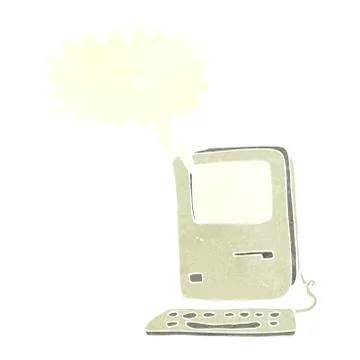 Cartoon old computer with speech bubble 스톡 일러스트