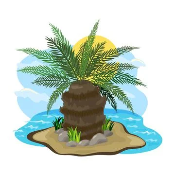 Cartoon old palm tree Stock Illustration