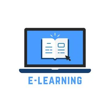 Cartoon online learning icon with notebook Stock Illustration