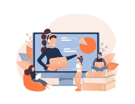 Cartoon online teaching for web design. Cartoon character. Web design. Character Stock Illustration