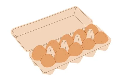 Cartoon opened egg tray. Flat vector illustration 스톡 일러스트