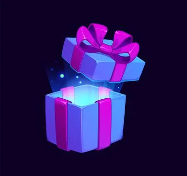 Cartoon opened gift box game icon or item Stock Illustration