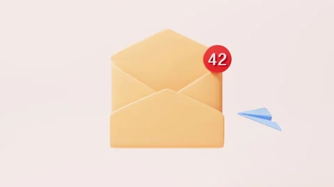 Cartoon opening mail in the yellow background, 3d rendering. Stock Footage 283644723