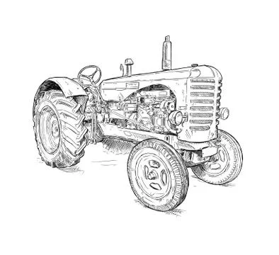 Cartoon or Comic Style Illustration of Old Tractor Stock Illustration