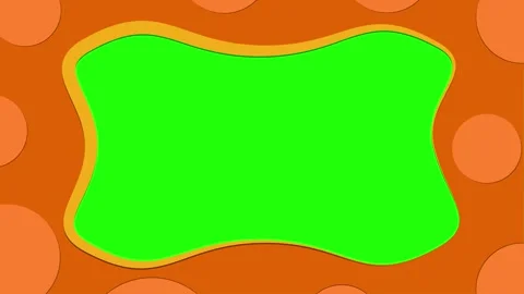 Cartoon Orange Border Frame Background on Green Background Stock Footage 283295048