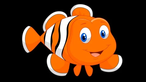 Cartoon orange fish., Stock Video