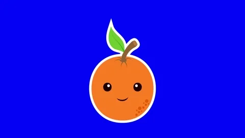 Cartoon Orange Fruit Floating on Blue Background Stock Footage 284176040