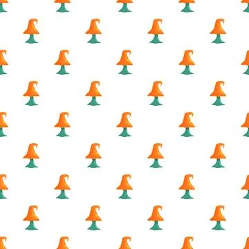 Cartoon orange mushroom seamless pattern on white background Stock Illustration