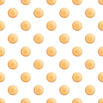 Cartoon orange slices seamless pattern on white background Stock Illustration