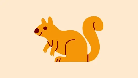 Cartoon orange squirrel animation with large tail standing upright Stock Footage 320286784