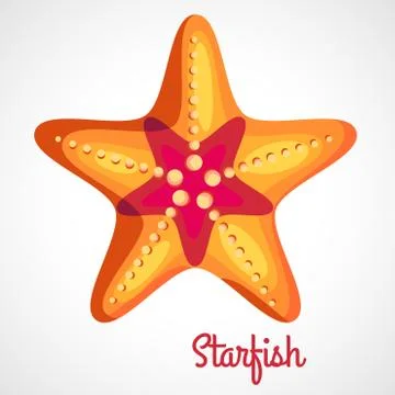 Cartoon orange starfish Stock Illustration