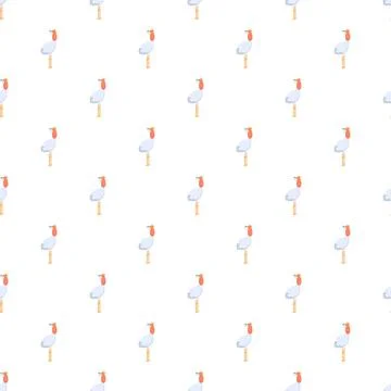 Cartoon ostrich bird repeating pattern on white background Stock Illustration