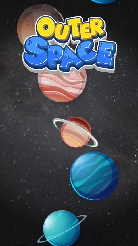 Cartoon Outer Space Animation with Falling Planets and Celestial Objects Vídeos de archivo 341461873