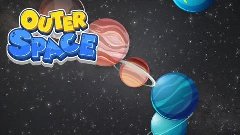 Cartoon Outer Space Animation with Falling Planets and Celestial Objects Vídeos de archivo 341642770