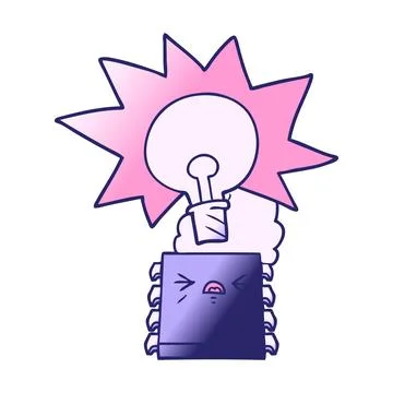 Cartoon overheating computer chip in bright neon color Stock Illustration