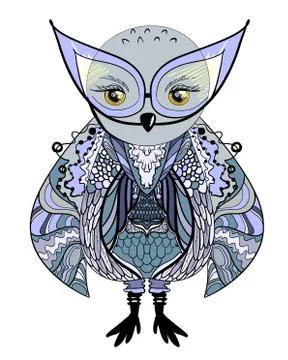Cartoon owl in glasses vector Stock Illustration