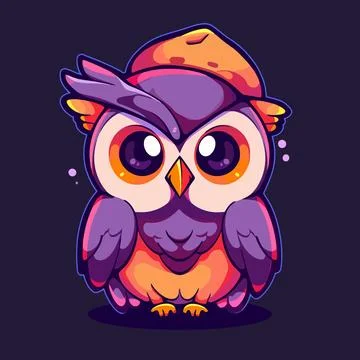 A cartoon owl with a hat on it Stock Illustration