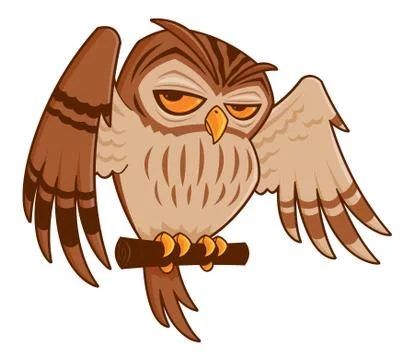 Cartoon Owl on Perch Stock Illustration