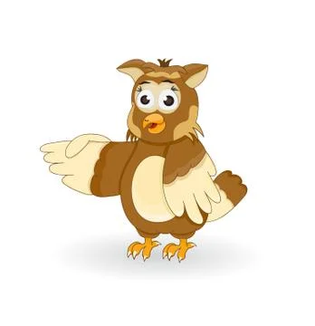 Cartoon owl pointing Stock Illustration