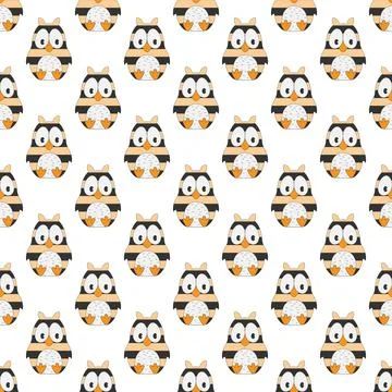 Cartoon owl. Seamless pattern for simple backgrounds, textures, wallpapers, a Stock Illustration
