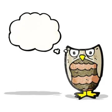 Cartoon owl with thought bubble Illustrazione stock