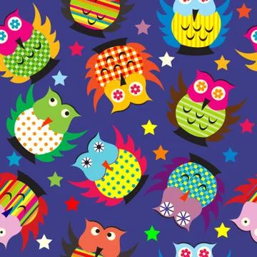 Cartoon owls background Stock-Illustration