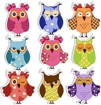 Cartoon owls Stock Illustration