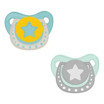 Cartoon pacifier baby set. Vector illustration. Stock Illustration