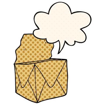 Cartoon package and speech bubble in comic book style Illustrazione stock
