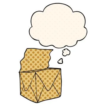 Cartoon package and thought bubble in comic book style Stock-Illustration