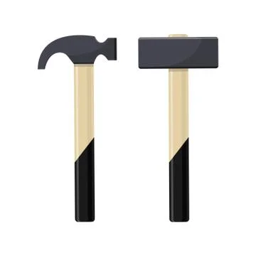 Cartoon pair of black hammers . Vector illustration Stock Illustration