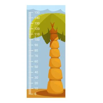 Cartoon palm tree height chart for measuring children growth Stock Illustration