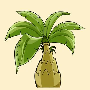 Cartoon palm tree with a thick trunk Stock Illustration