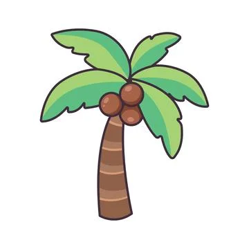 Cartoon palm tree. Vector illustration in flat style Stock Illustration
