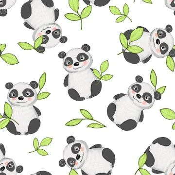Cartoon panda bear pattern Stock-Illustration