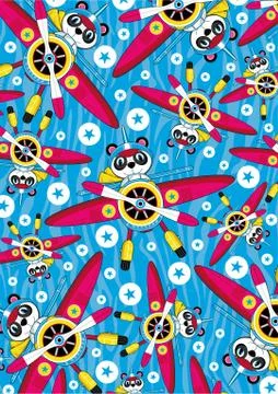 Cartoon Panda Bear Pilot and Plane Stock Illustration