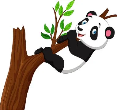 Cartoon panda climbing tree Stock Illustration