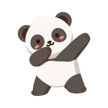 Cartoon panda Dabbing Dance vector Stock Illustration