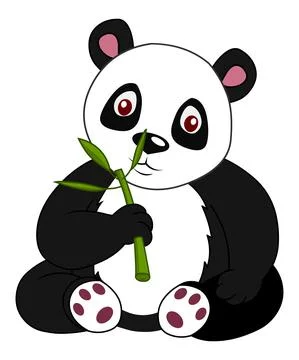 Cartoon panda eating leaf Stock Illustration